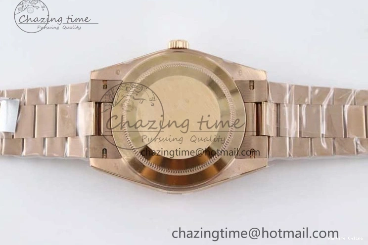 0419 Day Date 40mm RG 904L Steel TWF 1:1 Best Edition Black Crystal Dial on RG Bracelet A MoistureWicking 2349